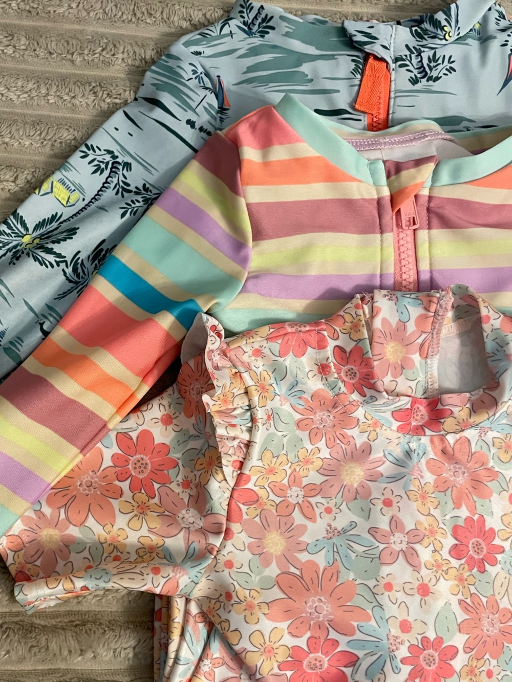 H&M Kids One-Piece Swimwear Set - Pastel Multicolor Stripes & Floral